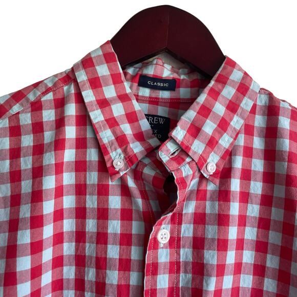 J Crew Mens Cotton Shirt Small Red Gray Buffalo Check Classic‎ Preppy Clean Cut - Picture 5 of 11